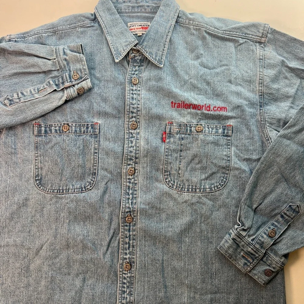 VTG Levis Men's Shirt Big E Sz XL Blue Cotton Heavy Denim Tag - Levi's Sweater